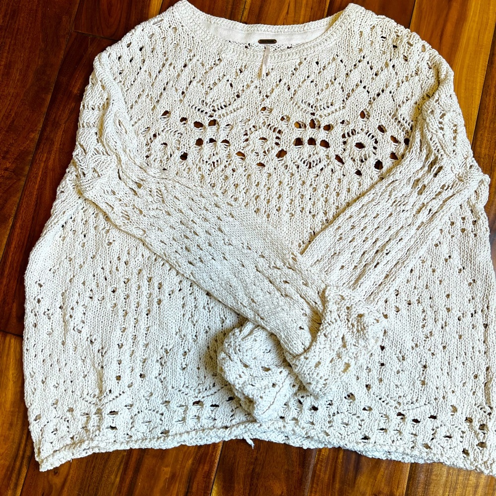 Free People crocheted sweater Medium
